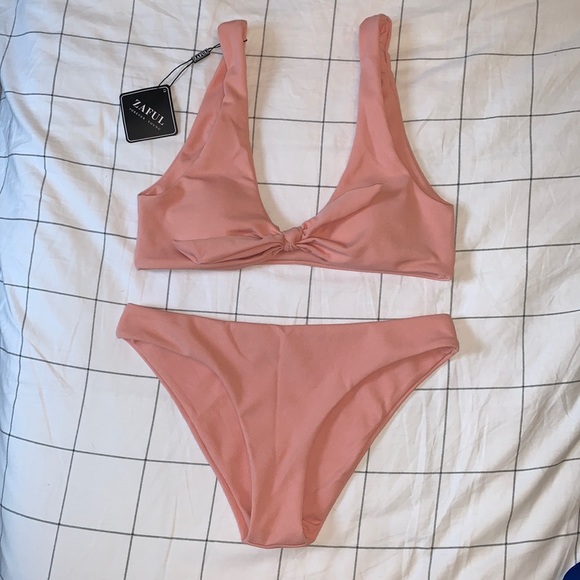 ZAFUL Light Pink Textured Bikini, NWT, size M - Picture 1 of 8